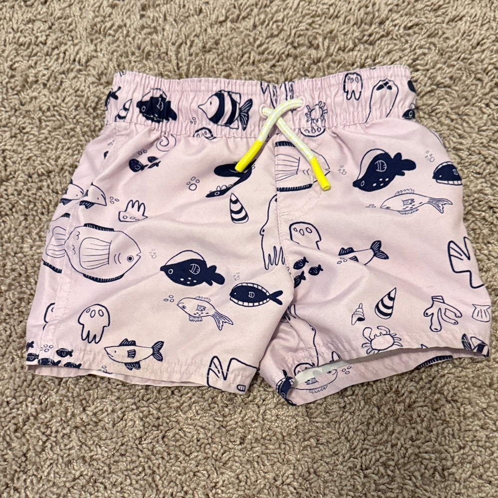 Cat & Jack Light Pink Fish Pattern Kids Shorts